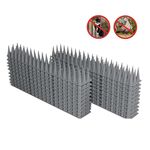 20 pezzi/scatola 30 cm 3 file punte repellenti per uccelli in plastica punte antifurto per uccelli che inseguono i gatti (grigio)