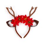 Cerchietto natalizio in 3D con decorazioni per feste di Natale, colore: corna di fiori marroni