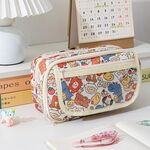 Borsa per cancelleria multistrato impermeabile di grande capacità, astuccio per matite in PVC trasparente (Light Zoo)
