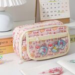 Borsa per cancelleria multistrato impermeabile di grande capacità, astuccio per matite in PVC trasparente (gattino rosa)