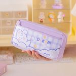 Astuccio portapenne impermeabile multistrato di grande capacità, astuccio portapenne per cartoni animati (viola)