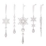 5 pezzi/set ciondolo in acrilico trasparente a forma di fiocco di neve, ornamenti in cristallo per albero di Natale, decorazione da appendere