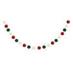 Ghirlanda di palline di feltro di lana da 2 m, 20 palline, bandiere colorate per feste di festival, decorazioni natalizie per la casa (rosso, verde, bianco)