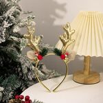 Copricapo con corna di cervo e campana, decorazione per feste di Natale (oro)