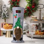 Sacchetto regalo per decorazione festa di Natale con coperchio per bottiglia di vino a forma di cartone animato (verde)