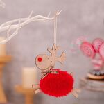 Decorazioni per feste a forma di alce in peluche in legno per albero di Natale (rosso)