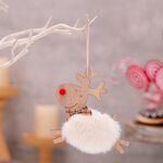 Decorazioni per feste a forma di alce in peluche in legno per albero di Natale (bianco)