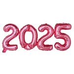 Palloncino numeri 2025 da 16 pollici, numeri di collegamento, palloncino in lamina, decorazione per festa di Capodanno, colore: rosa