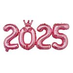 Palloncino numeri 2025 da 16 pollici, numeri di collegamento, palloncino in lamina, decorazione per festa di Capodanno, colore: rosa corona