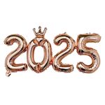 Palloncino numeri 2025 da 16 pollici, numeri di collegamento, palloncino in lamina, decorazione per festa di Capodanno, colore: corona oro rosa