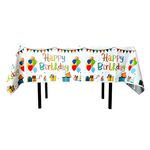 137x183cm Buon Compleanno Tovaglie in Pellicola di Alluminio PET Tovaglia Decorativa per Feste Impermeabile Usa e Getta, Stile: Palloncino Bianco Inglese