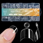 600 pezzi/scatola punte per unghie finte ultra corte, trasparenti, senza graffi, senza tracce, satinate, per manicure da salone, stile: forma 02