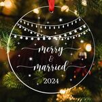 Decorazione natalizia in acrilico trasparente, ciondolo di benedizione, ornamento per albero di Natale, stile: allegro