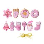 10 pezzi/set decorazioni natalizie serie rosa pendenti in PVC ornamenti per alberi di Natale appesi scena disposizione puntelli