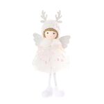 Ciondolo albero di Natale con perline, sari, angelo, ragazza, decorazione appesa, bambola carina, regalo per bambini (bianco)