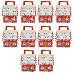 10 pezzi di scatole di caramelle di Natale in carta kraft, scatole di caramelle per borsette di Natale, stile: piccola base rossa