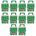 10 pezzi di scatole di caramelle di Natale in carta kraft, scatole di caramelle per borsette di Natale, stile: piccola base verde