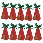 10 pezzi di scatole di caramelle natalizie triangolari per feste di Capodanno, scatola di carta regalo di Natale, stile: albero di Natale