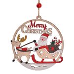 Decorazione per il giorno di Natale, ciondolo in legno cavo, stile: slitta di Babbo Natale