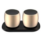 Altoparlante Bluetooth wireless stereo SARDiNE F1 in lega di alluminio con dock di ricarica, supporto a mani libere (oro)