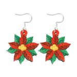 Orecchini con decorazione a forma di cartone animato, elemento natalizio, orecchini lucidi, specifiche: fiore