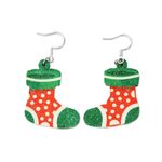 Orecchini con decorazione a forma di cartone animato, elemento natalizio, orecchini lucidi, specifiche: calzino