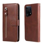 Per OPPO Trova X5 Pro Fashion Calf Texture Custodia con cerniera in pelle flip orizzontale (marrone)