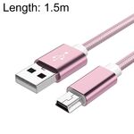 5 PCS Mini USB a USB Un cavo di pagamento intrecciato / cavo di carica per MP3, fotocamera, DVR auto, lunghezza: 1,5 m (oro rosa)