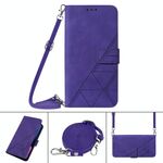 Per OPPO Realme C21Y Crossbody 3D in gita in pelle flip in rilievo (viola)