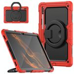 Per Samsung Galaxy Tab S8 Ultra Spallaccio in silicone + custodia per tablet PC (rosso)