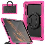 Per Samsung Galaxy Tab S8 Ultra Spallaccio Silicone + PC Tablet Case (Rose Red Black)