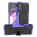 Per Motorola Moto G Stylus 2022 4G Trama Pneumatico TPU + PC Cassa del telefono con supporto (viola)