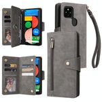 Per Google Pixel 4A 5G Fibbia fibbia 9 carte Tre Pieghe in pelle Cassa del telefono (grigio)