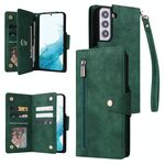 Per Samsung Galaxy S22 Fibbia Fibbia 9 carte Tre Pieghe Custodia in pelle (verde)