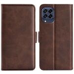 Per Samsung Galaxy M53 Dual-Side Magnetic Fibbia Magnetic Bickle (Brown)