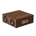 Altoparlante Bluetooth con display touch multifunzionale in legno Q5C, supporto per scheda TF e disco U e AUX da 3,5 mm (noce)