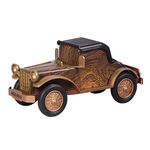 A9 Retro Wood Grain Classic Car Shape Wireless Bluetooth Speaker Subwoofer Radio Portable Mobile Phone Stand Mini Speaker (Rose Pear)