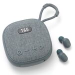 T&G TG-813 Auricolare altoparlante Bluetooth TWS 2 in 1 con scatola di ricarica (grigio)