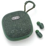 T&G TG-813 Auricolare altoparlante Bluetooth TWS 2 in 1 con scatola di ricarica (verde)