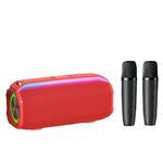 Nuovo altoparlante Bluetooth wireless intelligente TWS portatile da esterno RiXing NR8809 da 20 W, stile: doppio microfono (rosso)