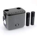 T&G TG545DK Altoparlante Bluetooth wireless KTV portatile con doppio microfono domestico con torcia (grigio)