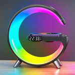 Altoparlante Bluetooth intelligente N69-1 con caricabatterie wireless, sveglia e luce ambientale, senza APP (nero)