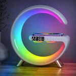 Altoparlante Bluetooth intelligente N69-1 con caricabatterie wireless, sveglia e luce ambientale, senza APP (bianco)