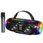 Nuovo altoparlante Bluetooth wireless portatile Rixing NR8806 Subwoofer colorato RGB da esterno, stile: microfono singolo (nero)
