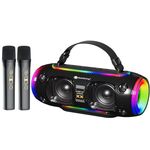 Nuovo altoparlante Bluetooth wireless portatile Rixing NR8806 Subwoofer colorato RGB da esterno, stile: doppio microfono (nero)