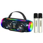 Nuovo altoparlante Bluetooth wireless portatile Rixing NR8806 Subwoofer colorato RGB da esterno, stile: doppio microfono (blu)