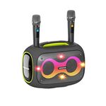HOPESTAR Party Box Altoparlante Bluetooth Karaoke da 120 W con 2 microfoni (grigio)