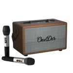Oneder D7 Altoparlante Bluetooth Altoparlanti wireless per karaoke da esterno con due microfoni (marrone)
