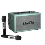 Oneder D7 Altoparlante Bluetooth Altoparlanti wireless per karaoke da esterno con due microfoni (ciano)