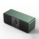 OneDer JY82 Altoparlante wireless in stile retrò in legno HIFI Classico Radio FM Supporto TF / U-Disk / AUX (Pelle Verde)
